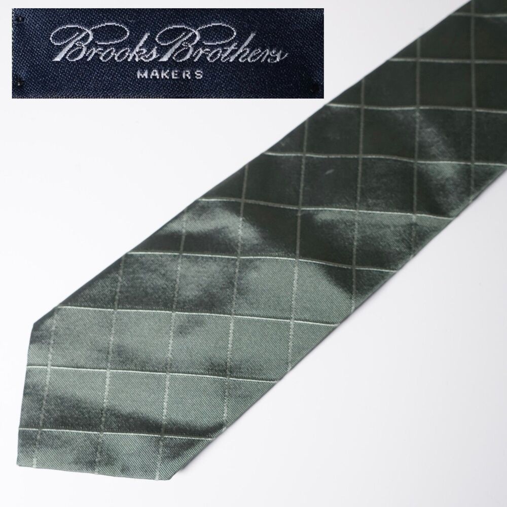 Brooks Brothers Makers Patterned Tie Green Vintage Necktie